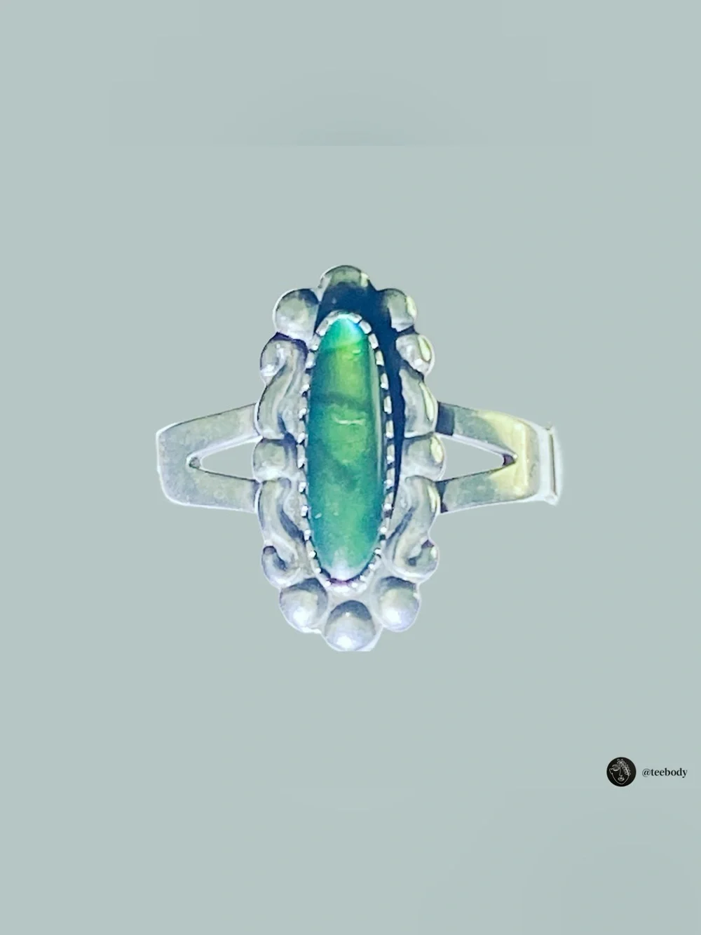 Vintage WMCO Navajo Style Sterling Green Paua Abalone Shell Ring - Size 9 NWT